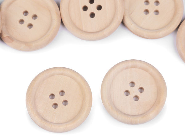 Premium Natural Light Wooden Buttons (Size 48 / 30mm) for Sewing, Knitting, and Crafts