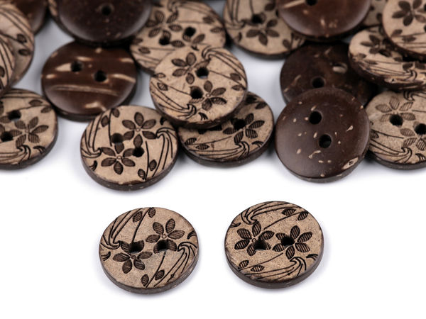 Natural Coconut Flower Button - Premium Laser-Engraved Eco-Friendly Fastener, Size 24