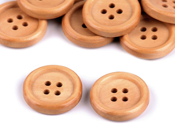 Premium Natural Wooden Buttons - 4-Hole Round Buttons (Size 32) for Crafting, DIY Sewing, and Decorative Embellishments