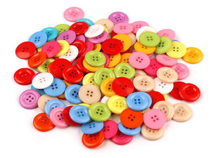 Premium Assorted 4-Hole Plastic Buttons - Size 34 (21mm) Vibrant Mixed Color Pack for Sewing, Knitting, and Crafts