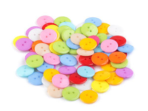 Assorted Colors Plastic 2-Hole Buttons (Size 28' / 18mm) for Sewing, Crafting & DIY Embellishments (Cosmetic Blemishes)