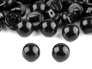 Premium Black Dome Button Eyes (Size 15') - Semicircular Plastic Toy Eyes with Sew-on Back Loop for Dolls, Puppets, and Apparel Sewing