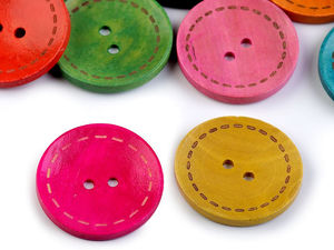 Assorted Decorative Wooden Buttons with Relief Motifs for Crafts, DIY Projects, and Embellishments (Multicolor Pack)