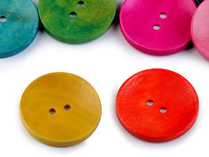 Premium Assorted Wooden Decorative Buttons with Relief Engravings - Multicolored Craft Embellishments for DIY and Scrapbooking