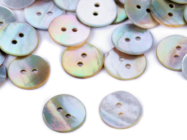 Natural Mother of Pearl Buttons - Premium Iridescent Sewing & Craft Fasteners, Size 24