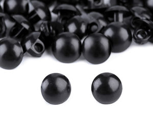 Premium Matte-Gloss Dome Shank Buttons and Toy Eyes (Size 12) – Versatile Plastic Sewing Eyes for DIY Dolls, Puppets, and Apparel (Black)