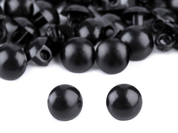 Premium Matte-Gloss Dome Shank Buttons and Toy Eyes (Size 12) – Versatile Plastic Sewing Eyes for DIY Dolls, Puppets, and Apparel (Black)