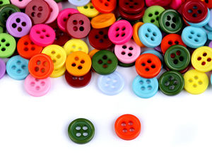 Mini Plastic 4-Hole Buttons in Assorted Bright Color Mix (14L / 9mm) for Scrapbooking and DIY Crafts