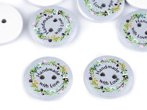 Premium Decorative Wooden Buttons - Made with Love Engraved Craft Buttons for Sewing and Scrapbooking