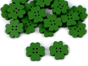 Green Wooden Four-Leaf Clover Decorative Buttons for Crafting and Haberdashery