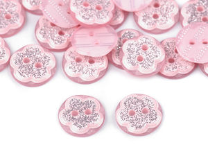 Premium Flower Glitter 2-Hole Buttons (Size 20) - Elegant Floral Decorative Fasteners for Sewing, Crafts, and Accessories