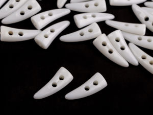 Premium White Milk Curved Horn Toggle Button (12x32mm) - 2-Hole Fastener for Coats, Sweaters & Bags