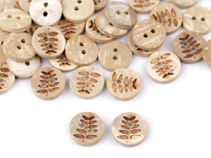 Premium Natural Coconut Buttons with Laser-Cut Floral Motifs - 2-Hole Decorative Fasteners for Crafts, Clothing & Accessories, Size 20L