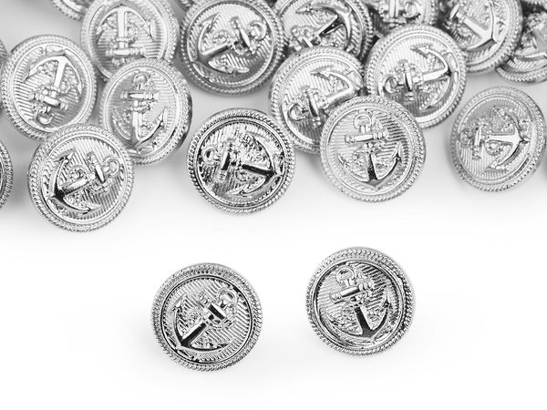 Premium Anchor Plastic Shank Buttons with Metallic Silver Finish - Sizes 24 & 34