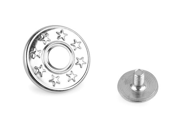 No-Sew Metal Screw-On Jeans Buttons - Size 26 (17mm) Replacement Fasteners for Denim Jackets, Vests, and Pants