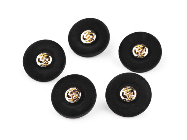 Premium Velvet-Covered Shank Buttons with Center Metal Accents - Size 36