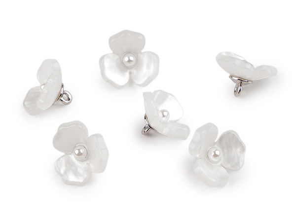 Elegant Resin Flower Shank Buttons with Faux Pearl Detail (Size 26 / 16.5mm)