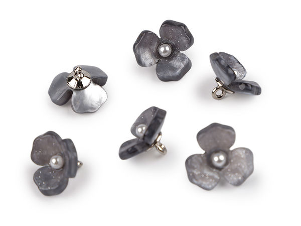 Elegant Resin Flower Shank Buttons with Faux Pearl Detail (Size 26 / 16.5mm)
