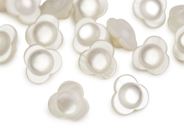 Pearlescent Flower Shank Buttons - Size 22L (14mm) Decorative Floral Fasteners for Dresses, Sweaters & Blouses