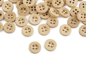 Premium Natural Light Wooden Buttons - Classic 4-Hole Craft & Sewing Buttons, Size 18 (11.5mm)
