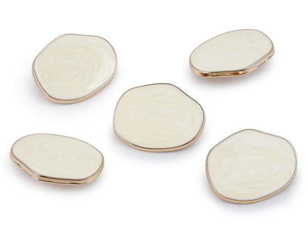 Elegant Metal Buttons with Imitation Mother of Pearl Design - Premium Haberdashery Fasteners for Blazers, Coats & Jeans, Sizes 46 & 58