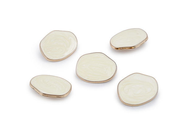 Elegant Metal Buttons with Imitation Mother of Pearl Design - Premium Haberdashery Fasteners for Blazers, Coats & Jeans, Sizes 46 & 58