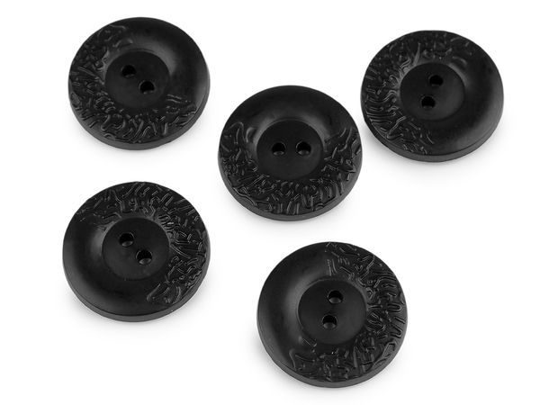 Classic Black 4-Hole Plastic Coat Button – Size 48 (48 Ligne / 30 mm) for Outerwear & Jackets