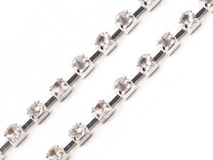 Premium Rhinestone Chain Trim 2.9mm (SS12) - Sparkling Cup Chain Braid for Gowns, Apparel, and DIY Craft Trimmings