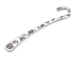 Floral & Butterfly Metal Hook Bookmark Blank with Hanging Loop, 7x80mm