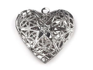 Filigree Heart Locket Pendant - Vintage-Inspired Photo Keepsake Charm (26x26mm)
