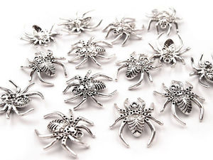 Premium Platinum Spider Charm Pendant, 25x28 mm - Metal Fauna Decoration for Clothing, Footwear, and Accessories