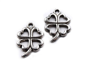 Four-Leaf Clover Metal Charm Pendant 15x21mm - Good Luck Charm for Jewelry Making & Haberdashery