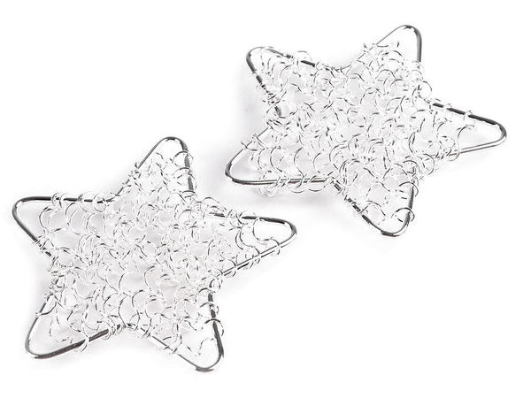 Black Wire Star Ornaments, 50mm - Elegant Christmas Hanging Decorations & Craft Appliques for Holiday Displays