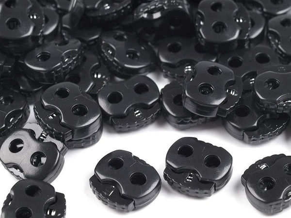 Premium 2-Hole Plastic Cord Lock Stopper Toggles (15x15mm) | Durable Drawstring Fasteners for Hoodies, Apparel, and Bags