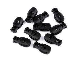 Premium Black Plastic Cord Stoppers - 15x27mm Spring-Loaded Toggle Locks for Jackets, Hoodies, Backpacks, and Drawstrings