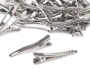 Platinum Metal Alligator Hair Clips (45mm) - Serrated Grip Crafting Components