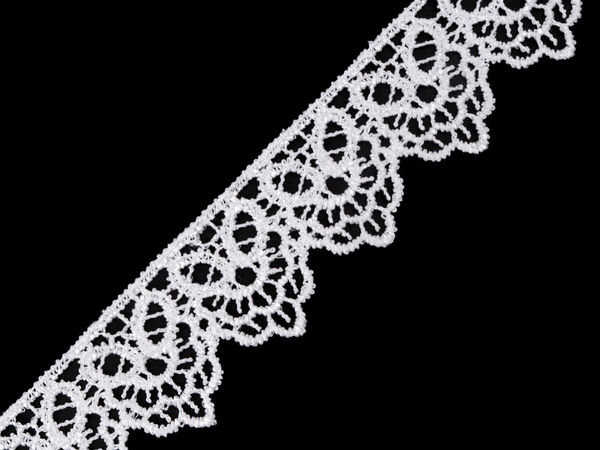 Elegant White Guipure Lace Applique Sewing Trim - 35mm Decorative Ribbon for Apparel & Home Decor