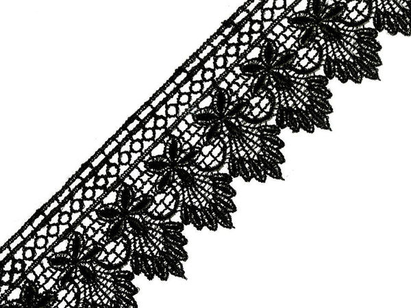 Premium Guipure Lace Applique Sewing Trim (55mm) - Elegant Floral Embroidery Ribbon for Bridal Wear, Dressmaking, and Crafts