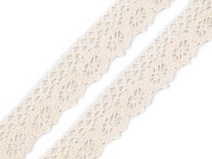 Premium 25mm Cotton Bobbin Lace Trim - Intricate Patterned Ribbon for Sewing, Crafts, and Home Decor (Ecru)