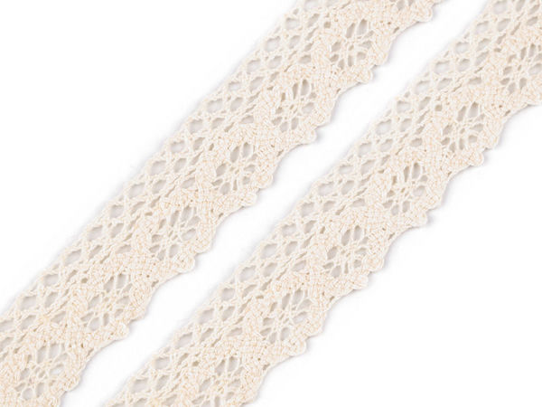 Premium 25mm Cotton Bobbin Lace Trim - Intricate Patterned Ribbon for Sewing, Crafts, and Home Decor (Ecru)