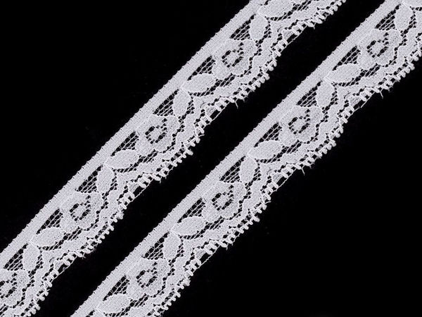 Premium Stretch Elastic Lace Trim - 20mm Wide High-Resilience Lace Ribbon for Lingerie, Apparel, and Crafts (25m Roll)