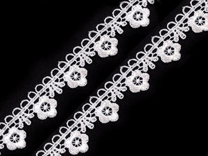 White Daisy Motif Guipure Lace Trim - 21mm Elegant Floral Embroidery Ribbon for Apparel, Home Decor, and Crafts (13.5m)