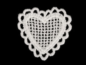 Elegant Heart Lace Applique Patch - Milk White Embroidered Trim for Clothing, Crafts and Home Decor
