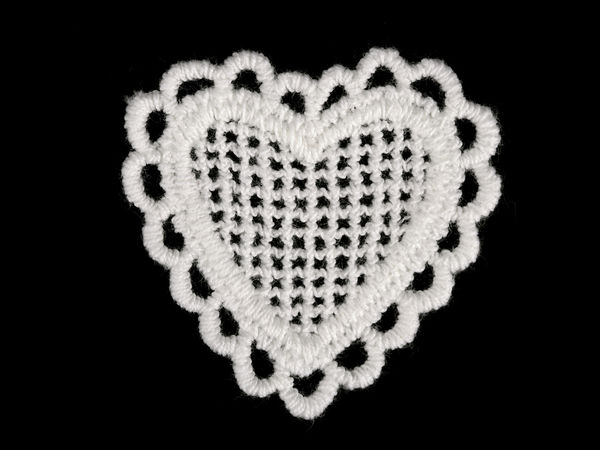 Elegant Heart Lace Applique Patch - Milk White Embroidered Trim for Clothing, Crafts and Home Decor