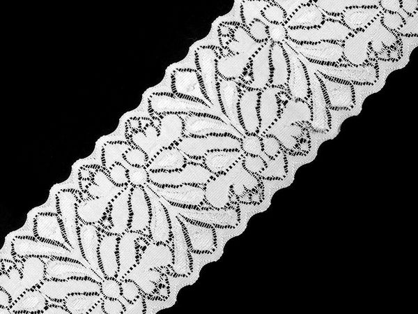 Premium Floral Stretch Elastic Lace Trim - 80mm Wide Ribbon for Apparel, Lingerie & Home Decor