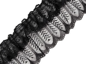 Elegant Dual-Layer Pleated Synthetic Lace Trim - 85mm & 95mm