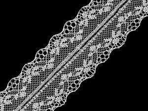 White Premium Lace Trim (40mm) - Elegant Double-Scalloped Ribbon for Bridal Wear, Apparel, and Home Decor