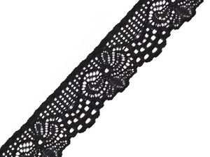 Premium Stretch Elastic Lace Ribbon with Floral Pattern - 30mm Width