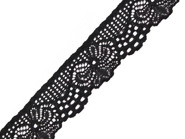 Premium Stretch Elastic Lace Ribbon with Floral Pattern - 30mm Width
