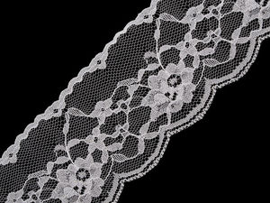 Premium White Floral Nylon Lace Trim, 50mm Wide - Elegant Decorative Ribbon for Gowns, Blouses, and Home Decor